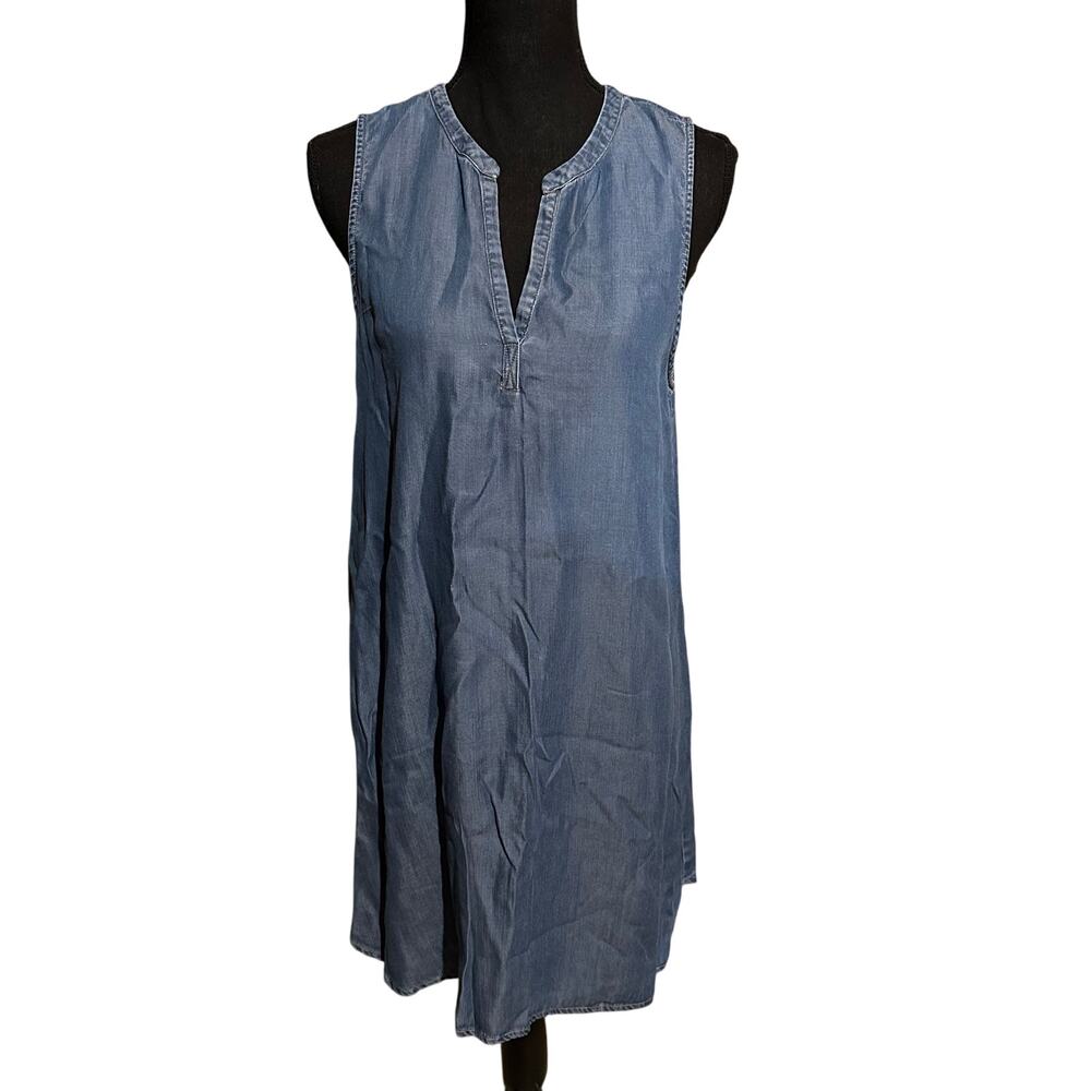 Glam Chambray Denim Sleeveless Lightweight Dress Women's S Small
